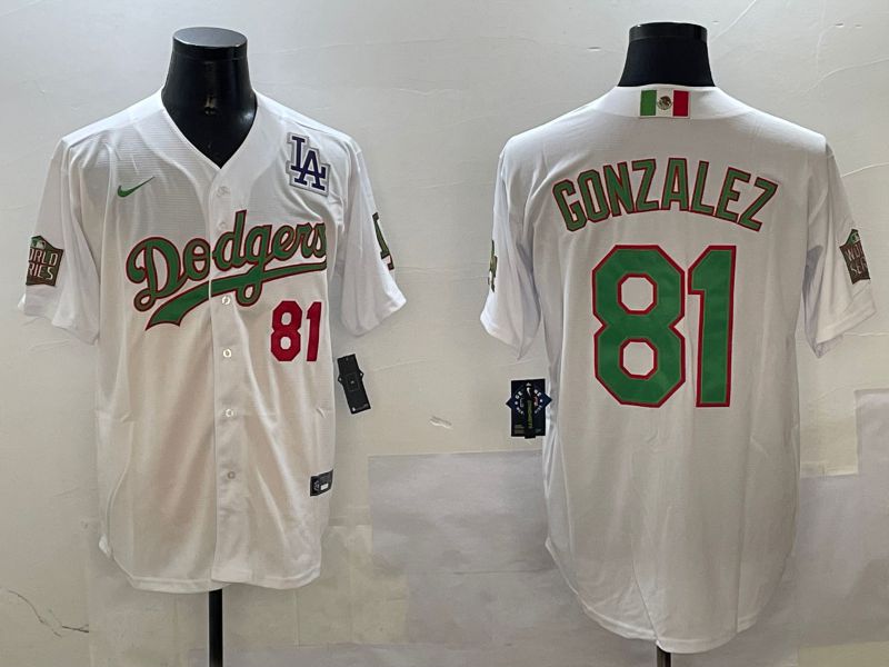Men Los Angeles Dodgers 81 Gonzalez White Game Mexico 2025 Nike MLB Jersey style 4